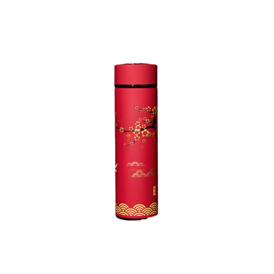 Creative Chinese-style Trendy Vacuum Insulated Cup, Unisex Student Portable Illustration Art Tea Brewing Water Bottle red